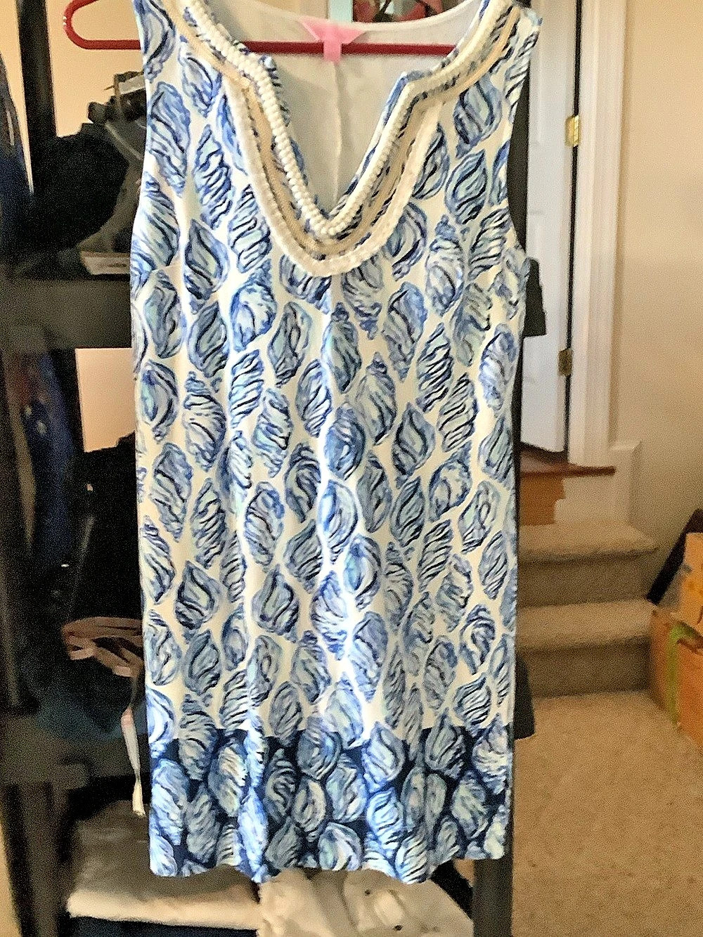 Lilly Pulitzer Harper Shift Dress Mini Blue & White Medium
